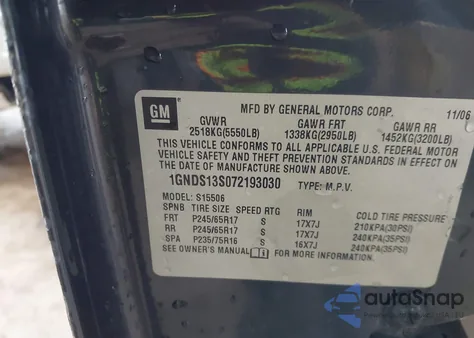 2007 Chevrolet Trailblazer Ls z USA, uszkodzony, nr VIN 1GNDS13S072193030